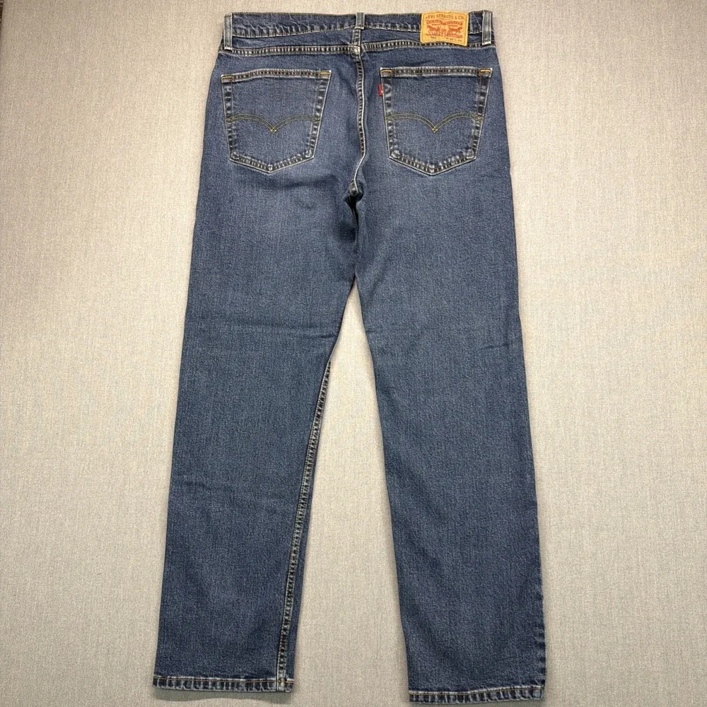 Levis 505 Jeans Mens 36x32 (Fits 34x30) Dark Blue‎ Denim Straight Leg